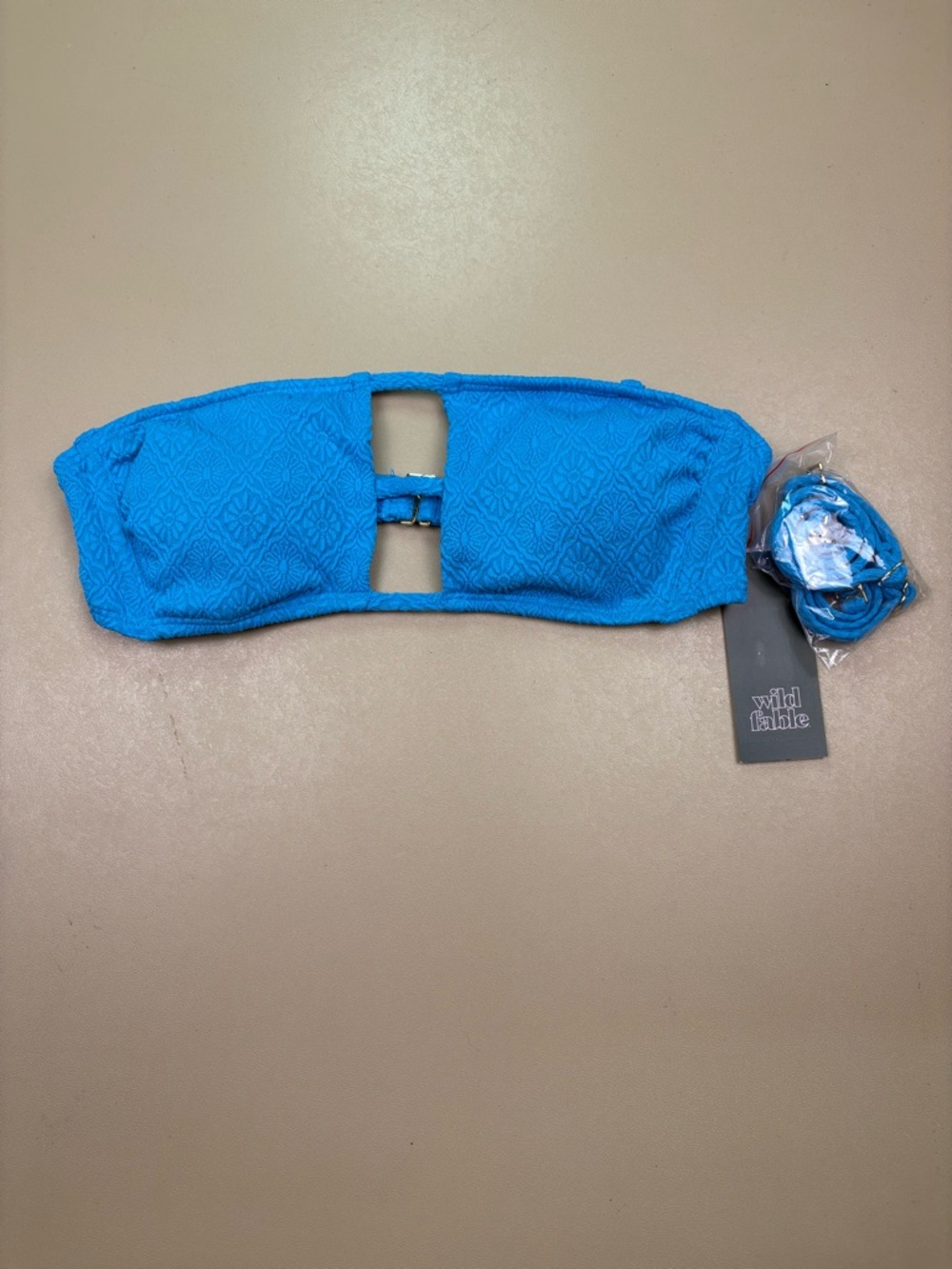 Wild Fable Bandeau Bikini Top Blue Textured Strapless Removable S